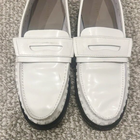 All Saints Sofie Leather Chalk White Penny Loafers 37 - Picture 3 of 8
